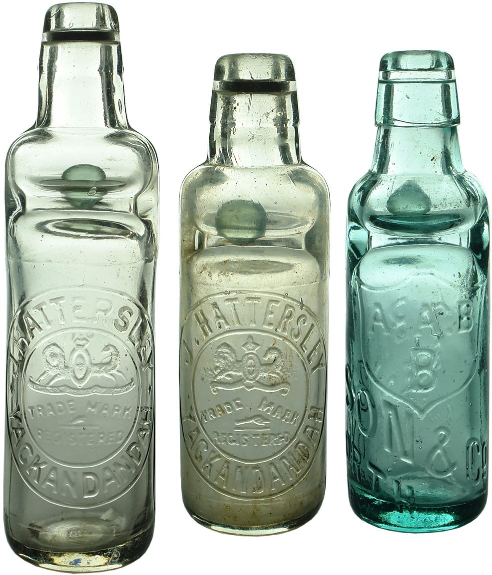Old Antique Codd Marble Stoppered Bottles