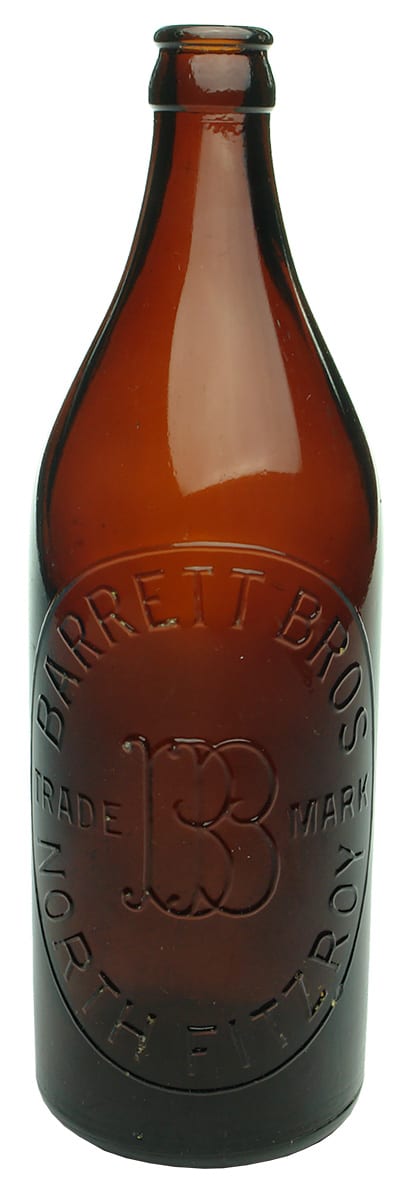 Barrett Bros North Fitzroy Amber Glass Crown Seal Bottle