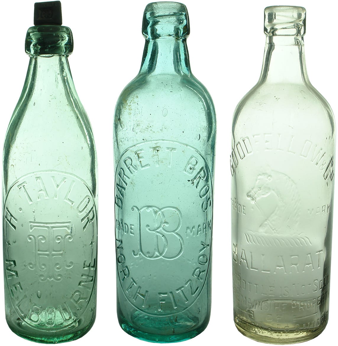 Old Victorian Internal Thread Soft Drink Bottles