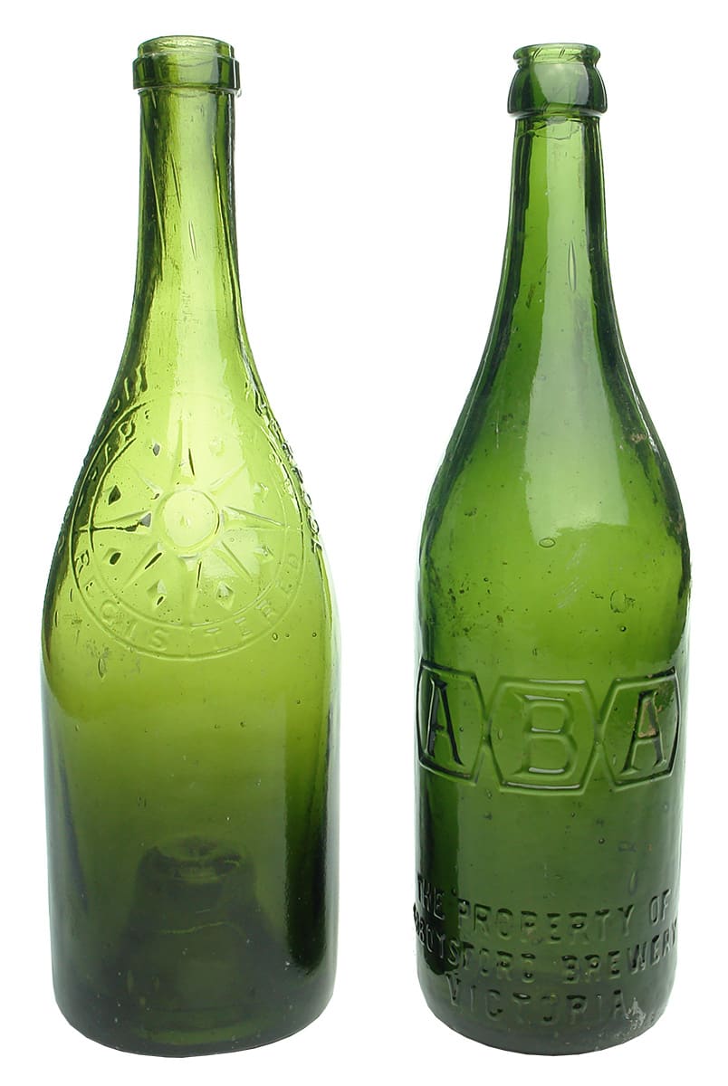 Old Antique Green Beer Bottles