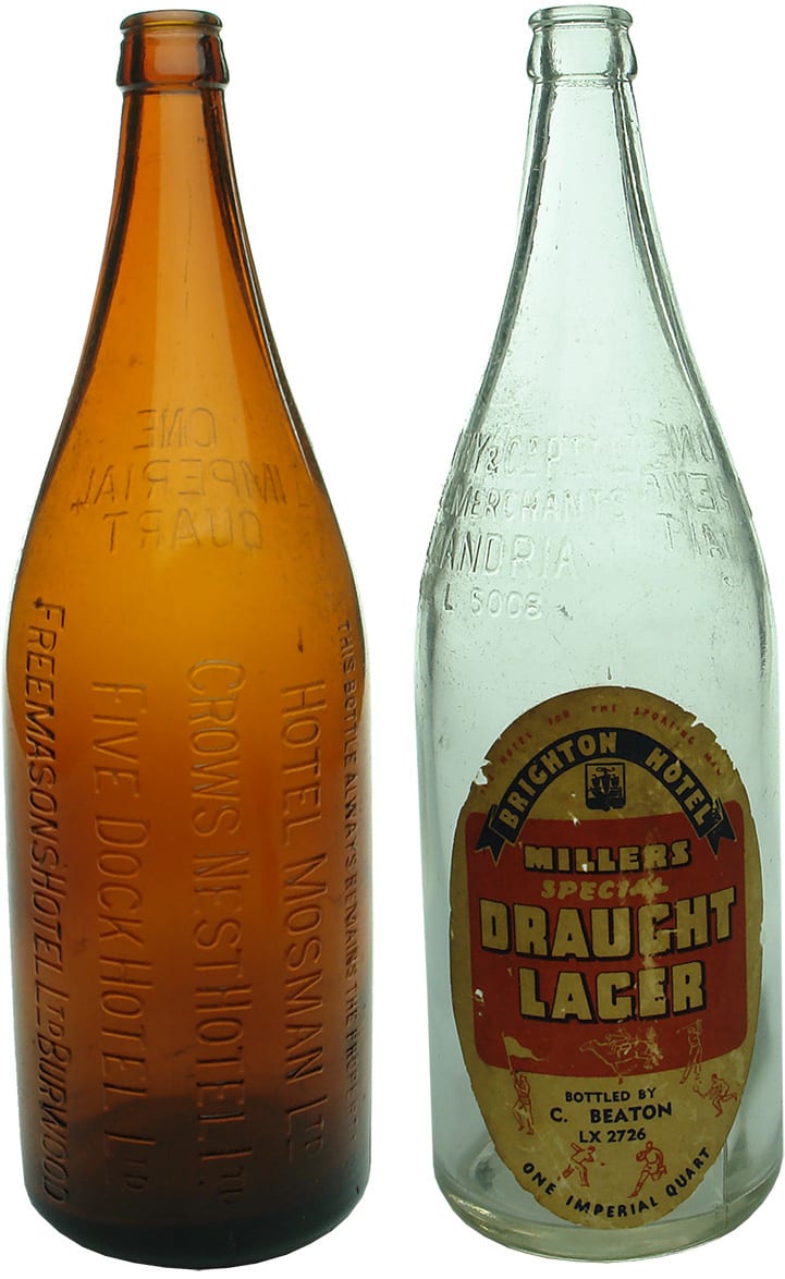 Old Vintage Quart Beer Bottles