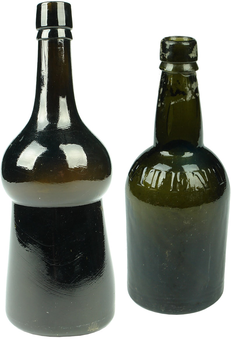 Old Black Glass Bottles