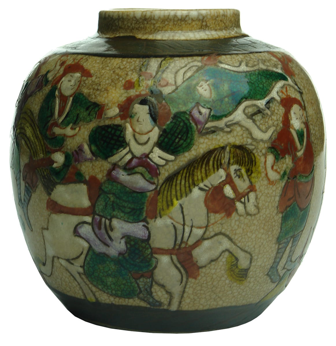 Multicoloured Battle Scene Chinese Ginger Jar