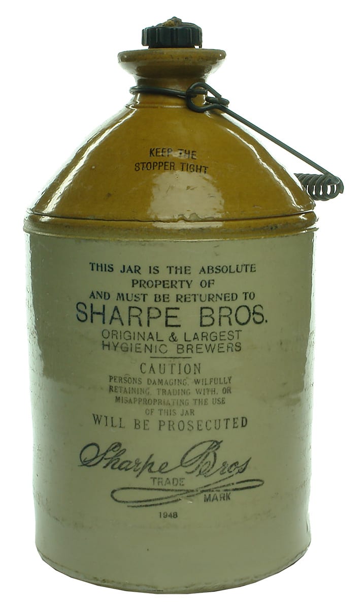 Sharpe Bros 1948 Vintage Ceramic Demijohn