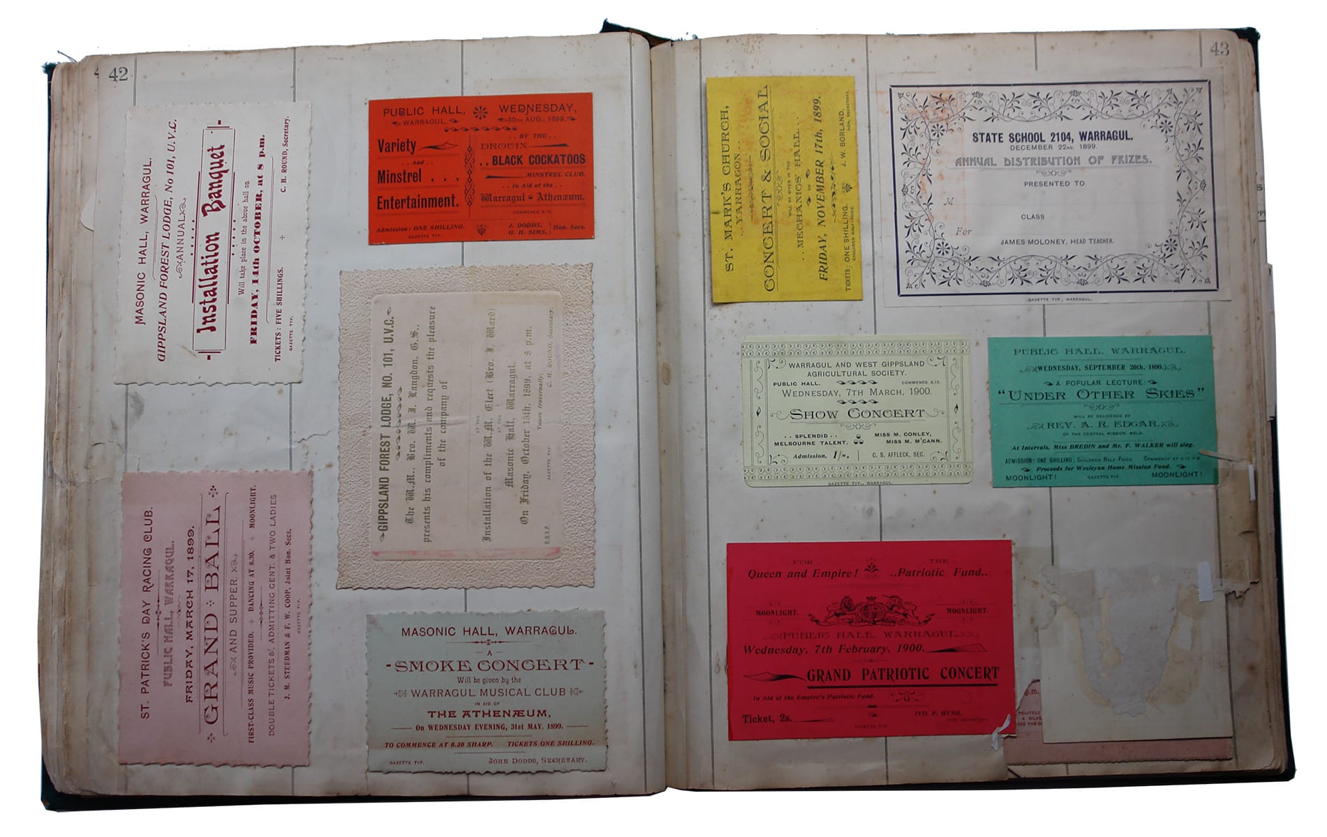 Warragul Ephemera Tickets Receipts Letterheads