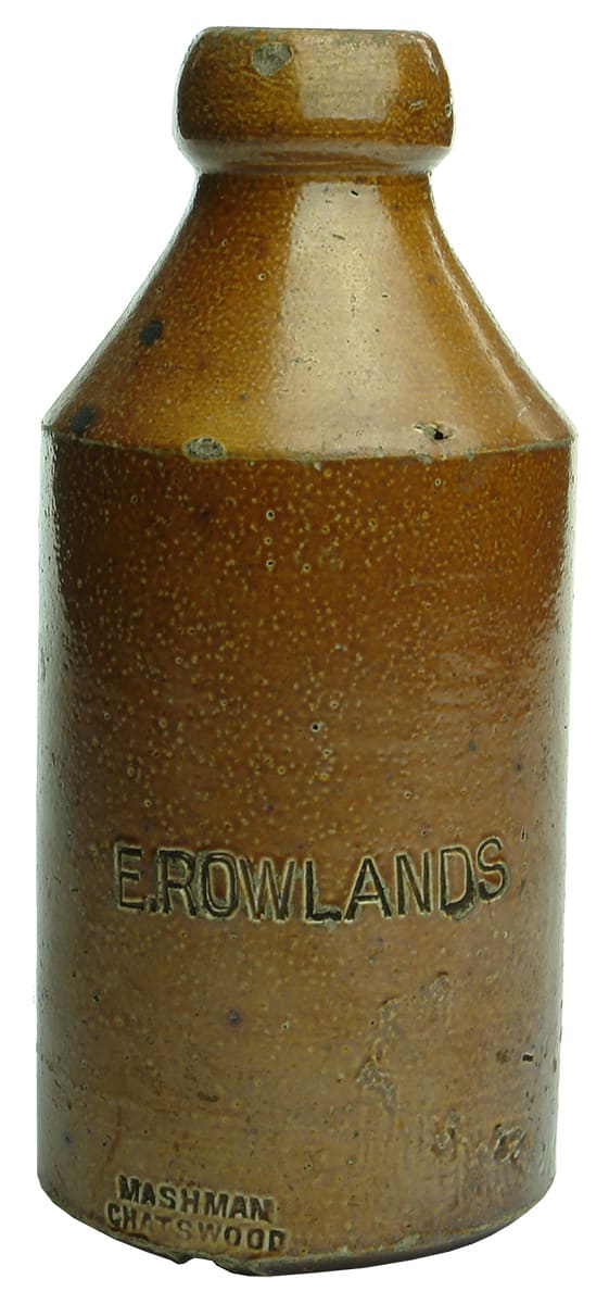 Rowlands Mashman Chatswood Stone Ginger Beer Bottle