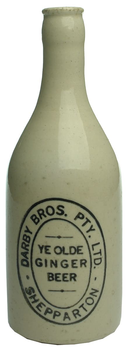 Darby Bros Shepparton Stone Ginger Beer Bottle