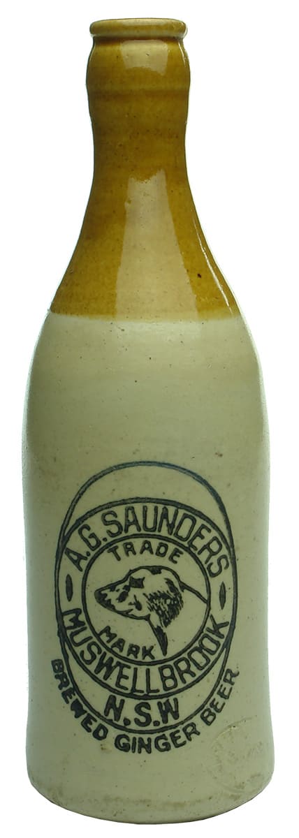 Saunders Muswellbrook Stone Ginger Beer Bottle