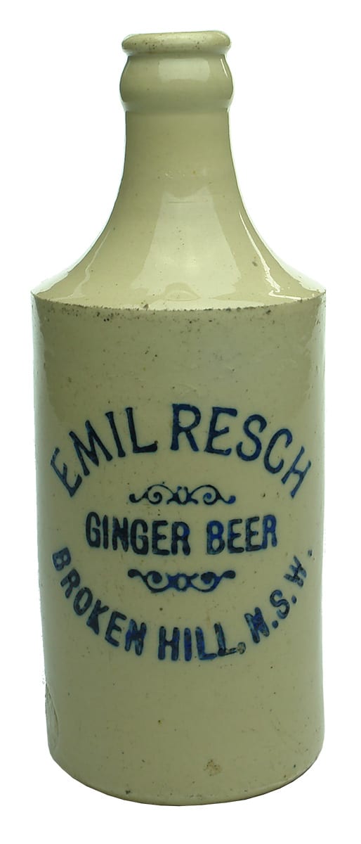 Emil Resch Broken Hill Stone Ginger Beer Bottle