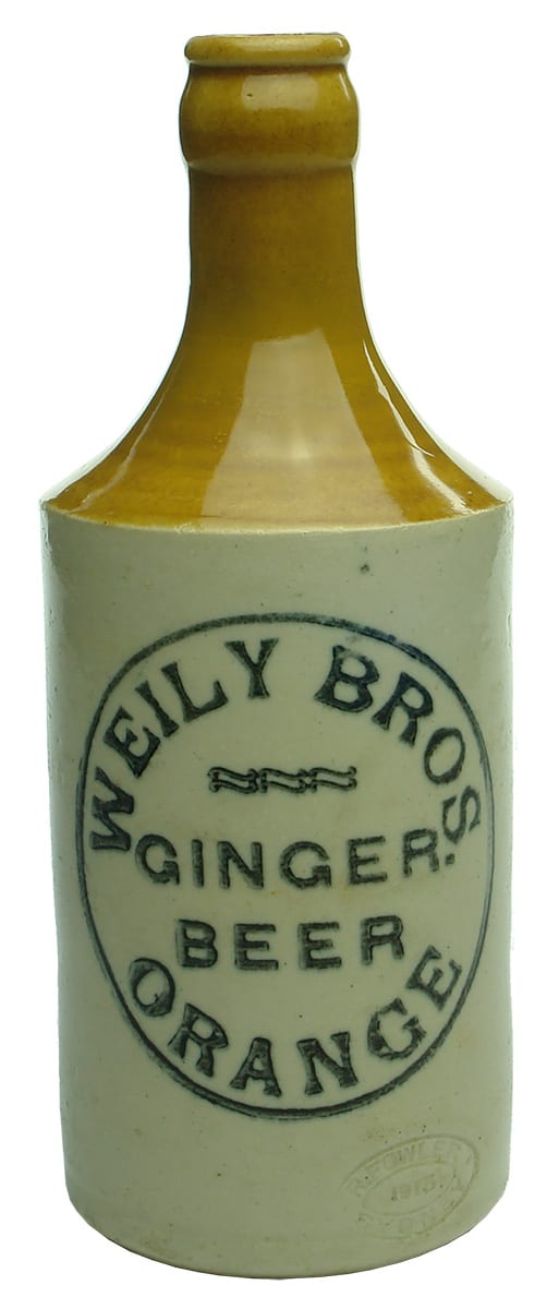 Weily Bros Orange Stone Ginger Beer Bottle