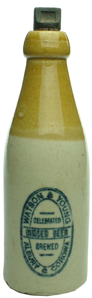 Watson Young Albury Corowa Stone Ginger Beer Bottle