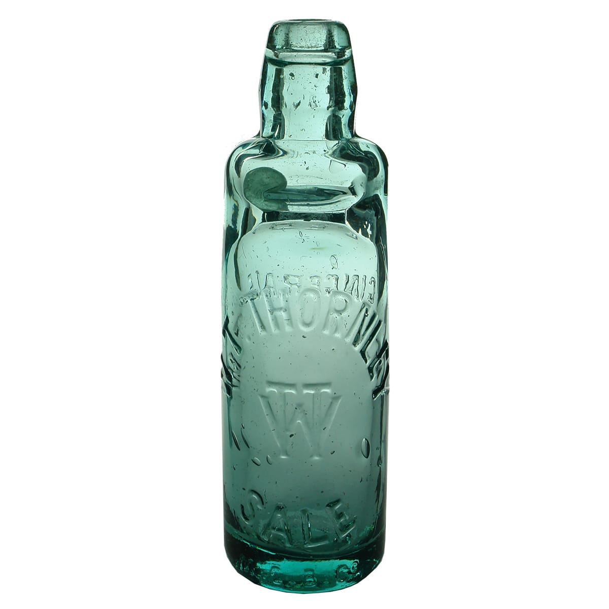 Codd. W. T. Thornley, Sale. Ginger Ale. All Way Pour. Aqua. 10 oz. (Victoria)