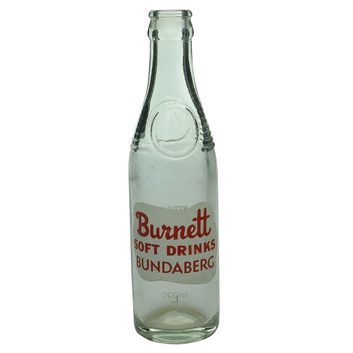 Crown Seal. Burnett Soft Drinks, Bundaberg. Red and white print. 200 ml. (Queensland)