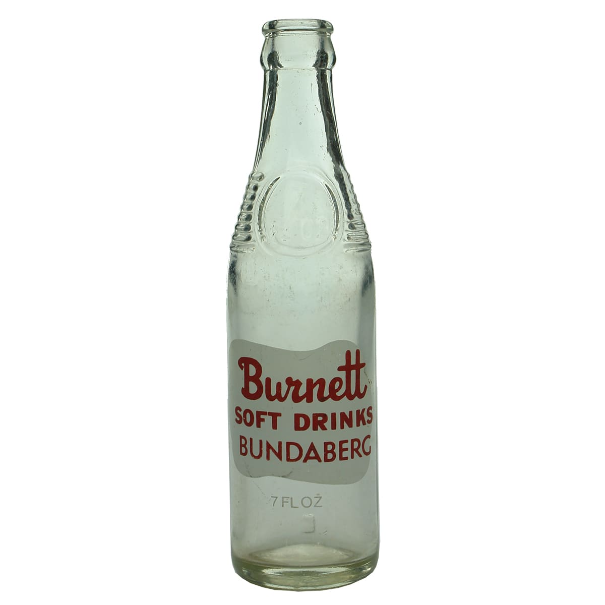 Crown Seal. Burnett Soft Drinks, Bundaberg. Red and white print. 7 oz. (Queensland)