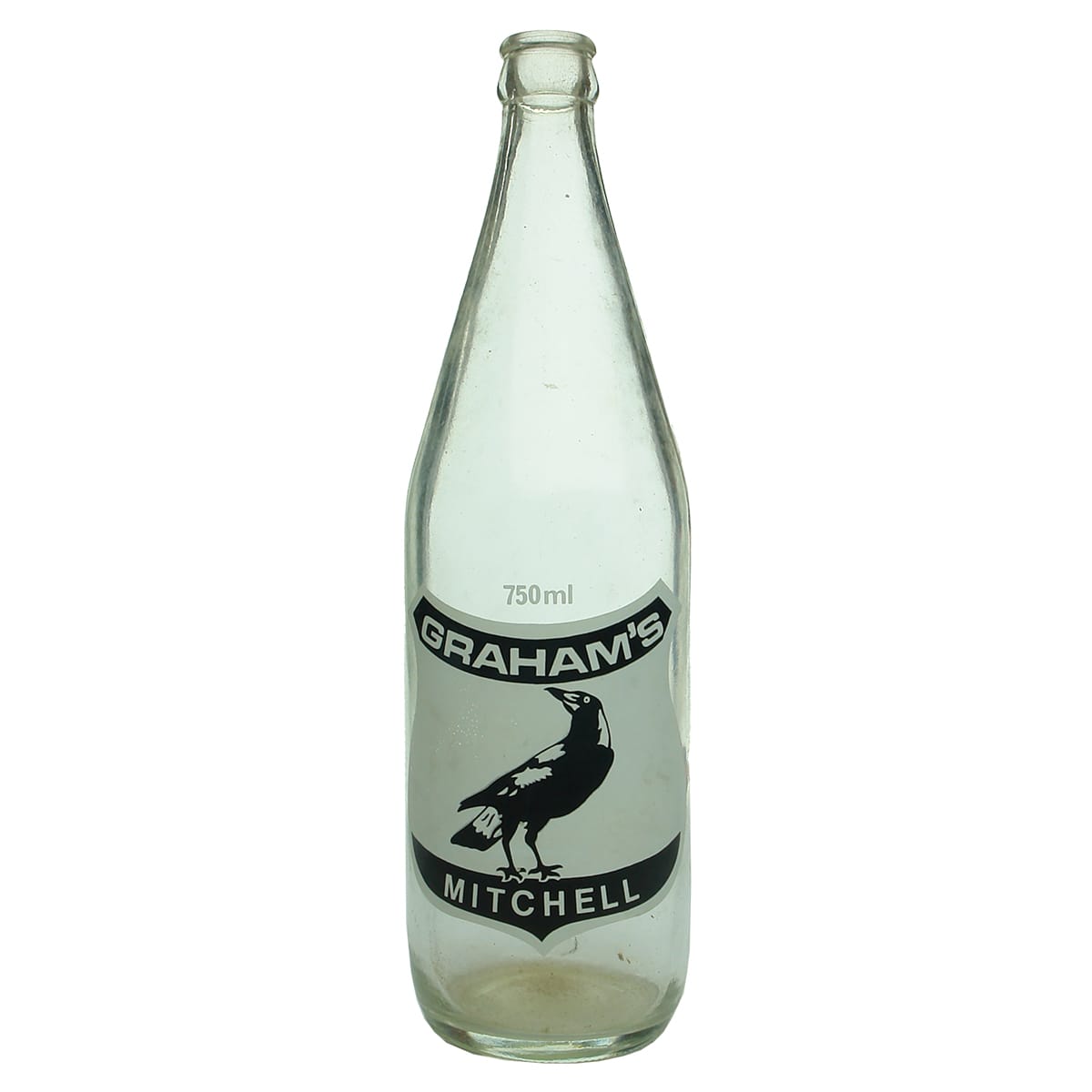 Crown Seal. Graham's, Mitchell. Ceramic Label. Champagne. Black & White Print. 750 ml. (Queensland)