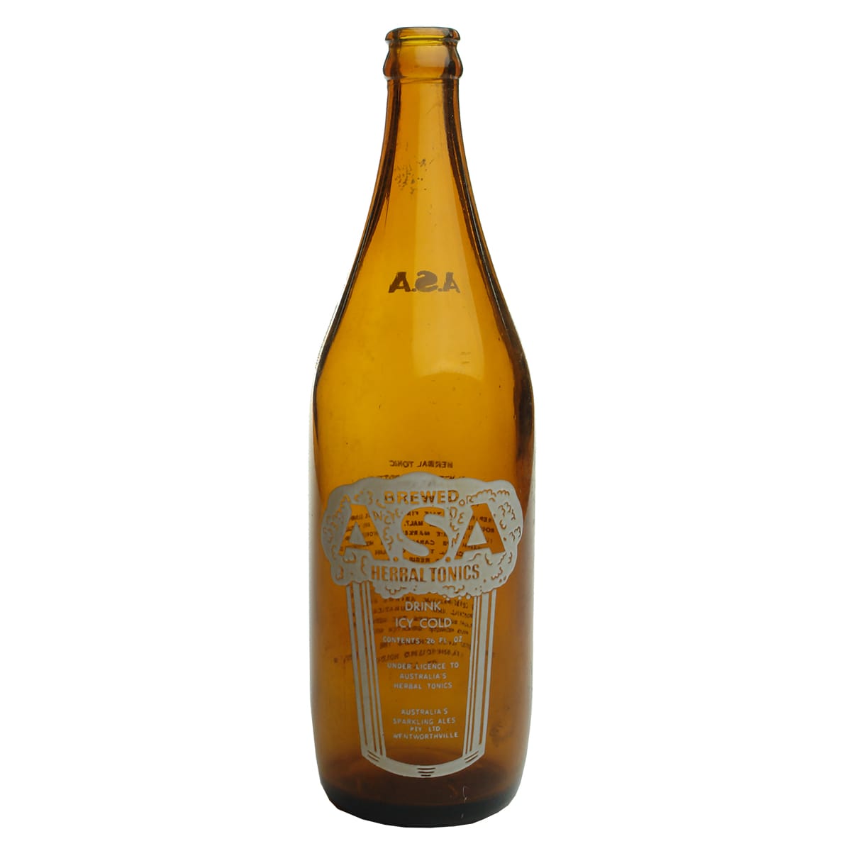 Crown Seal. Australia's Sparkling Ales Herbal Tonic. Ceramic Label. Amber. 26 oz. (New South Wales)