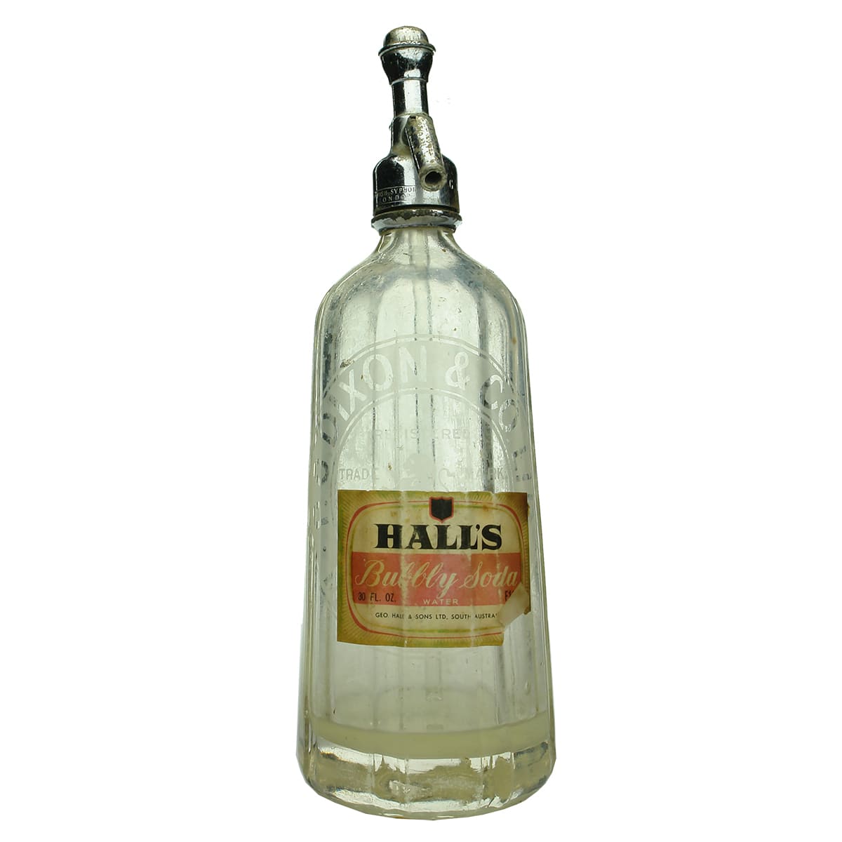 Soda Syphon. P. G. Dixon, Melbourne / Geo. Hall, Norwood Double Stamped. Tapered. 30 oz. (South Australia, Victoria)
