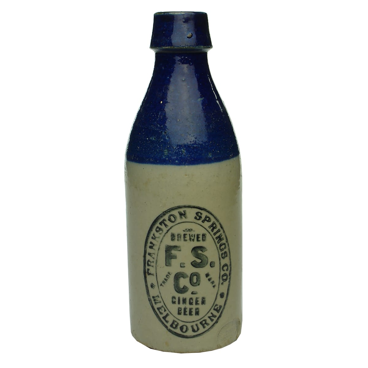 Ginger Beer. Frankston Springs Co., Melbourne. Blue Top. F. S. Co trade mark. (Victoria)