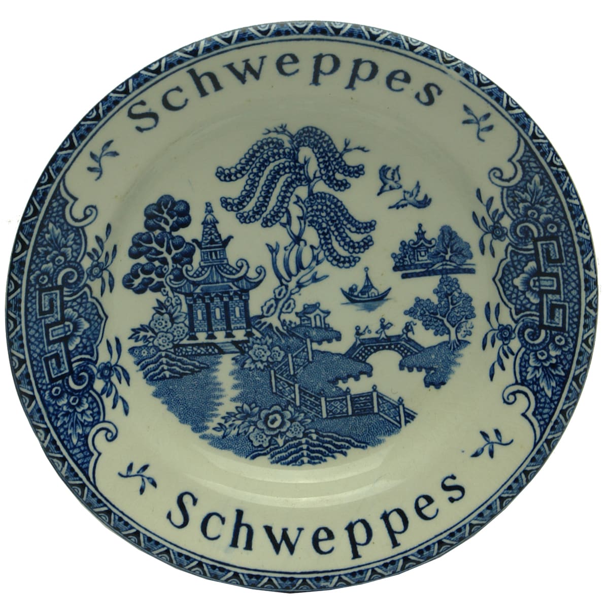 Change Tray. Schweppes. Willow Pattern. Blue.