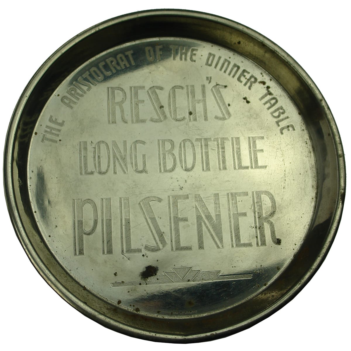 Serving Tray. Resch's Long Bottle Pilsener. Electro-plated. (Sydney, New South Wales)