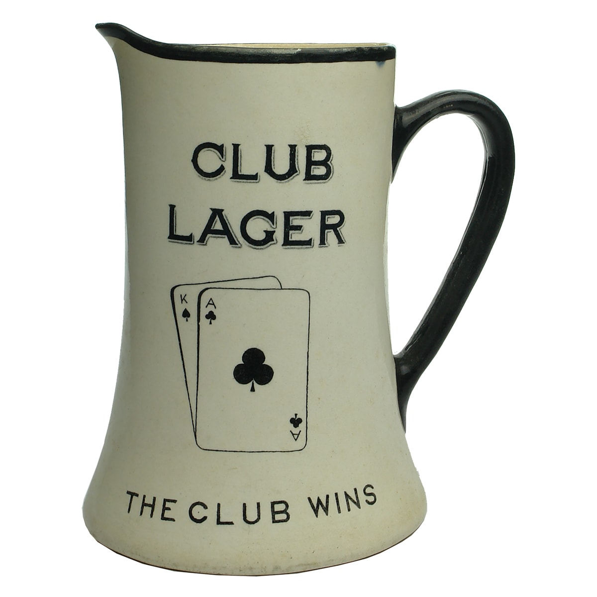 Water Jug. Club Lager. (Tooheys Sydney). Calyx Pottery, Perth. (New South Wales)