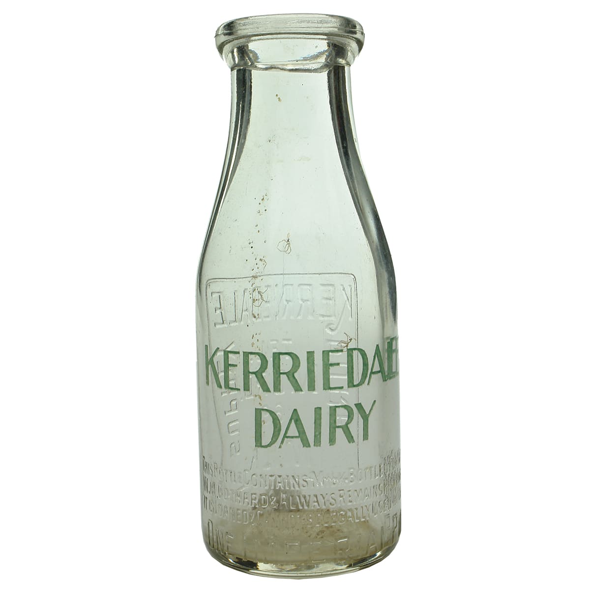 Milk. Kerriedale Pure Milk Supply. Wad Lip. Ceramic Label. 1 Pint. (Mordialloc, Victoria)