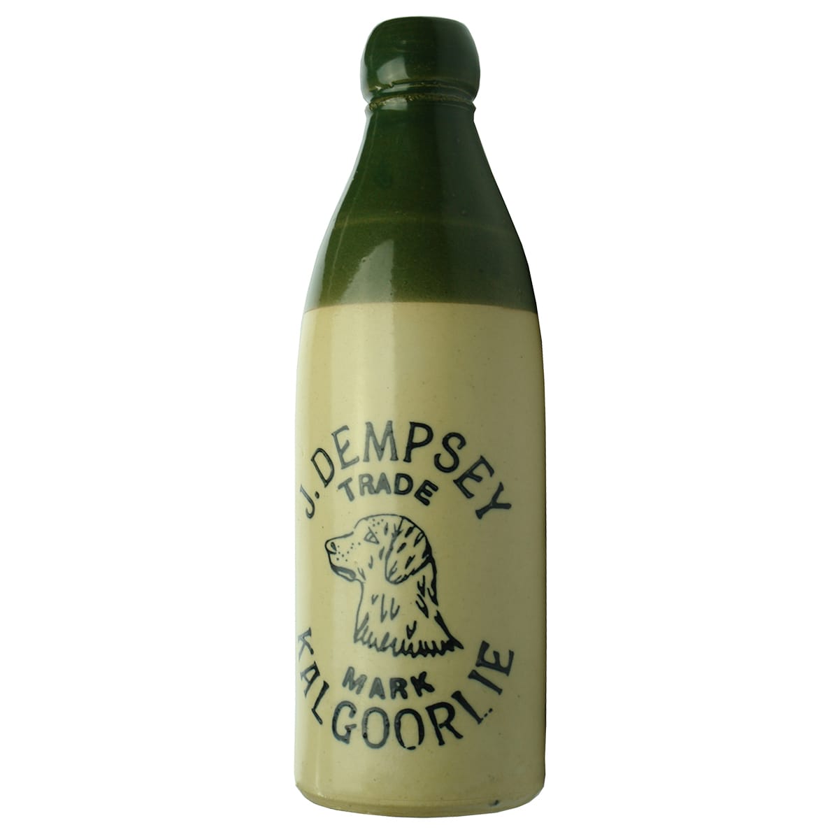 Ginger Beer. J. Dempsey, Kalgoorlie. Dogs Head. Green Top. (Western Australia)
