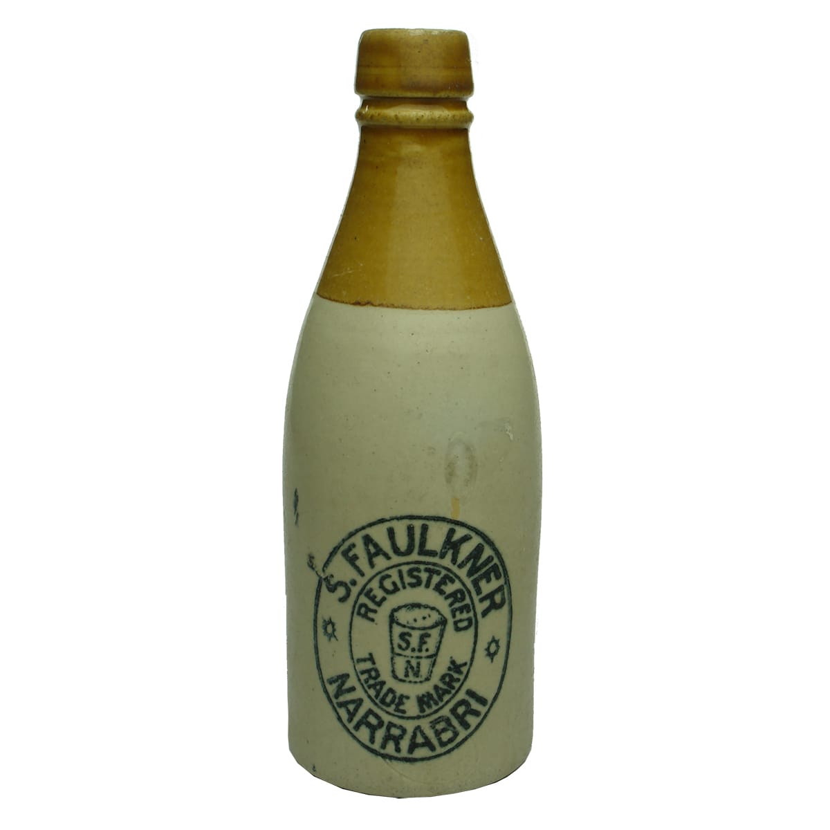 Ginger Beer. S. Faulkner, Narrabri. Cork stopper. Champagne. Tan Top. (New South Wales)