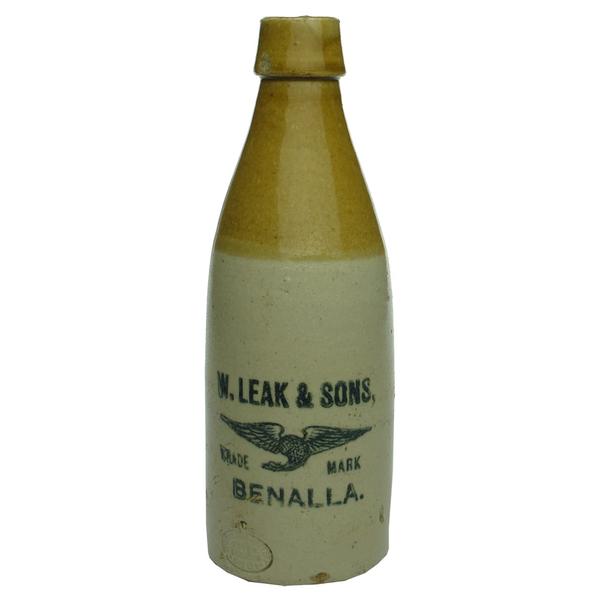 Ginger Beer. W. Leak & Sons, Benalla. Open Stamp. Champagne. Tan Top. (Victoria)