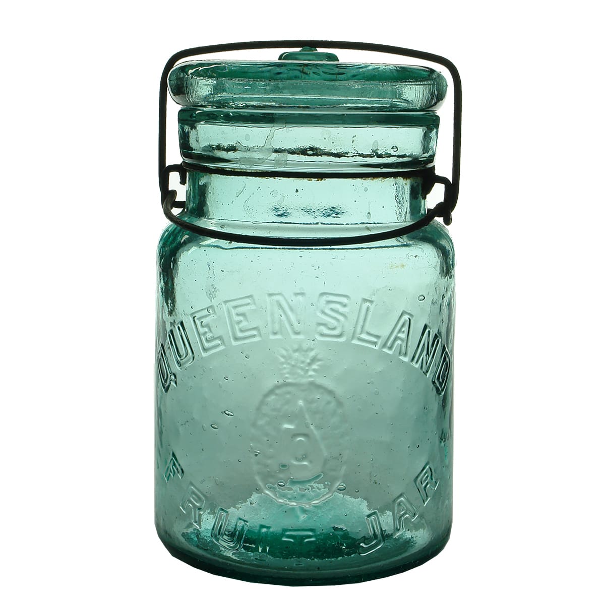 Fruit Jar. Queensland. Pineapple. Aqua. Quart. (Queensland)