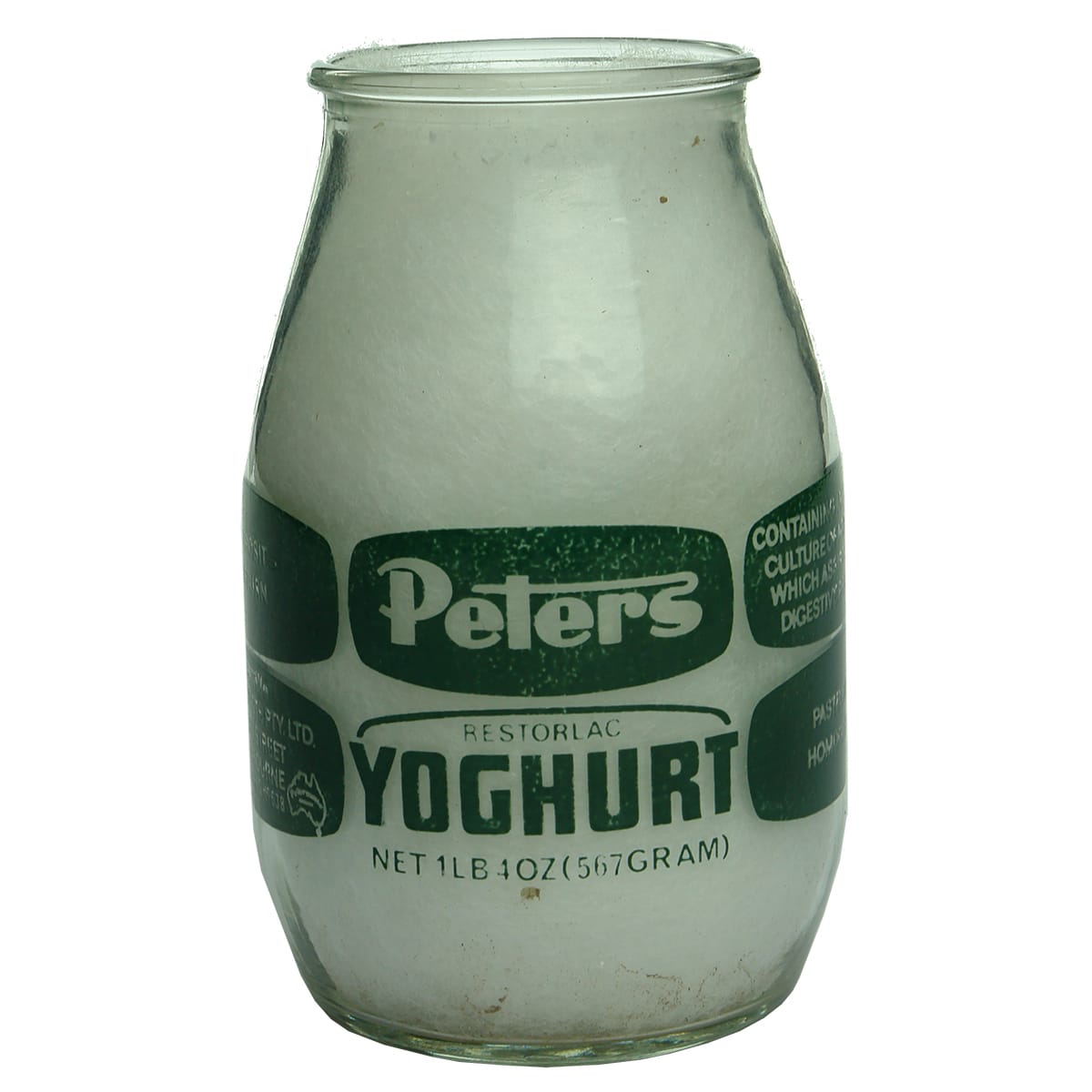 Dairy. Peters Yoghurt. 1 LB 4 OZ. Green print.