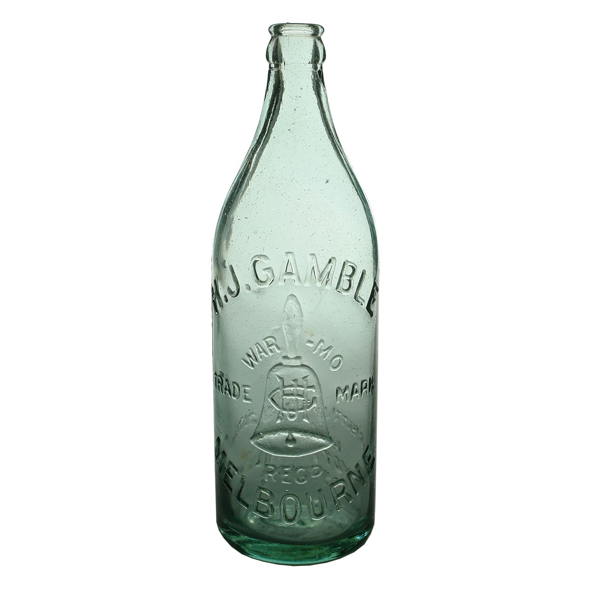 Crown Seal. Gamble, Melbourne. Warmo. Bell. Aqua. 24 oz. (Victoria)