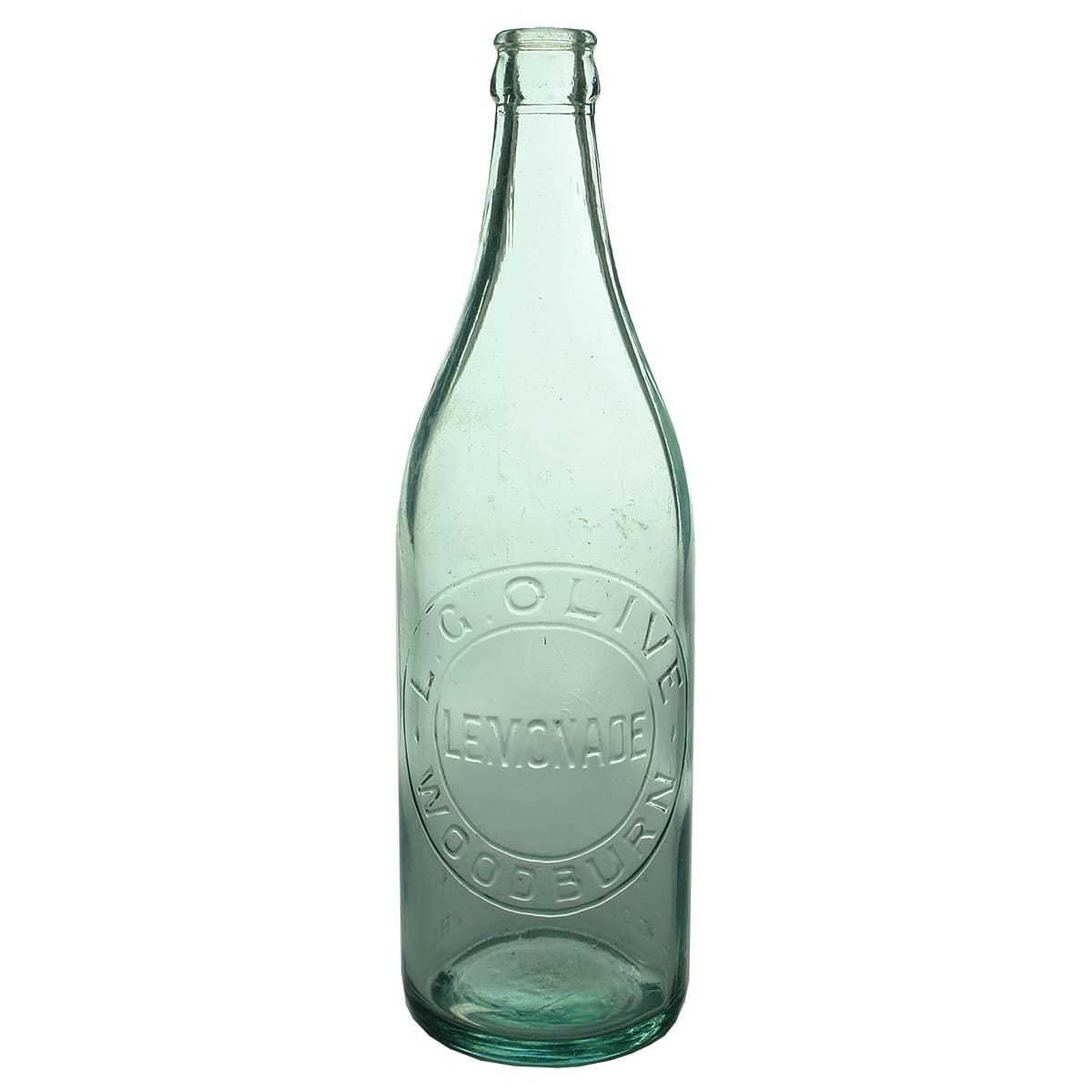 Crown Seal. L. G. Olive, Woodburn. Aqua. 26 oz. (New South Wales)