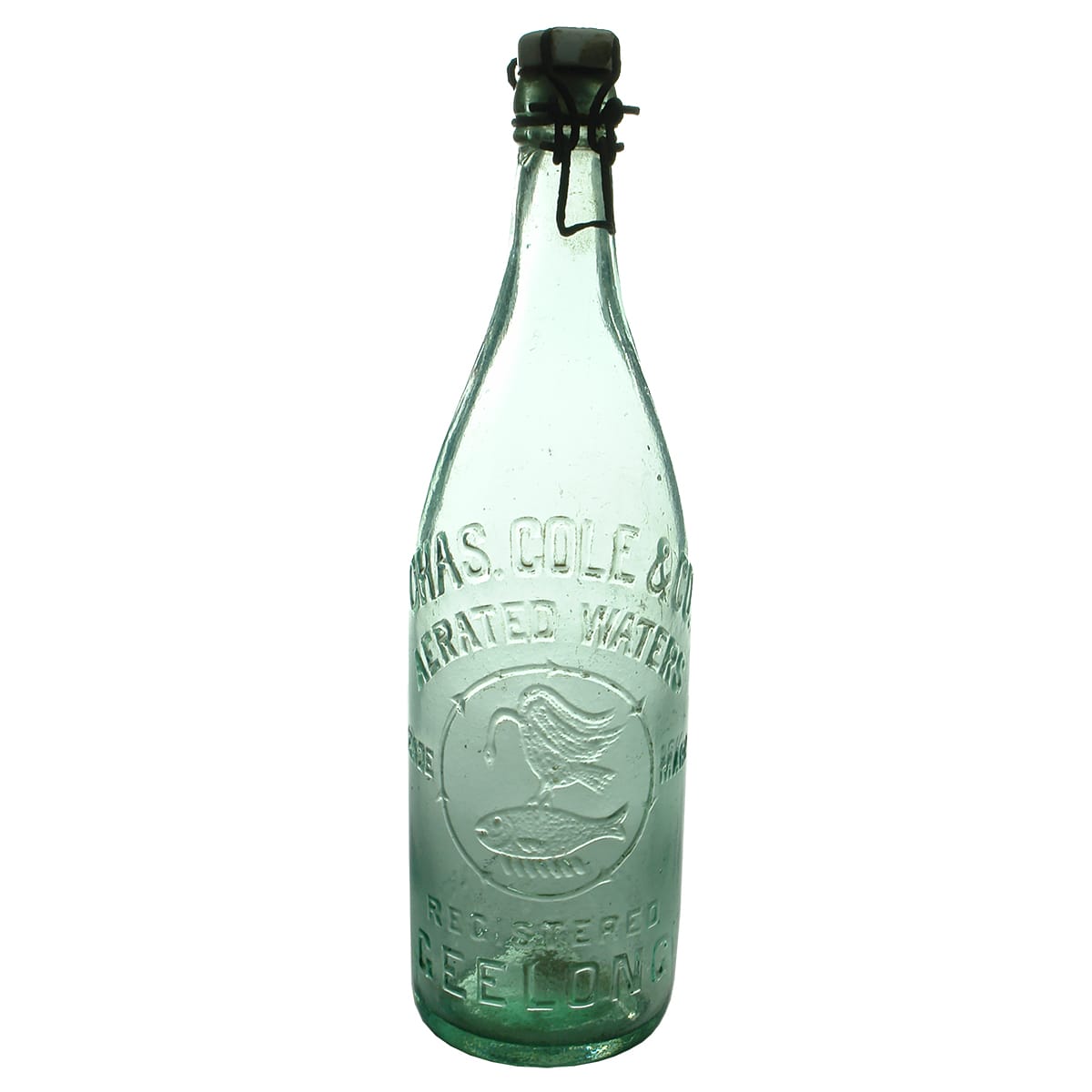 Lightning Stopper. Chas. Cole & Co., Geelong. Aqua. 26 oz.