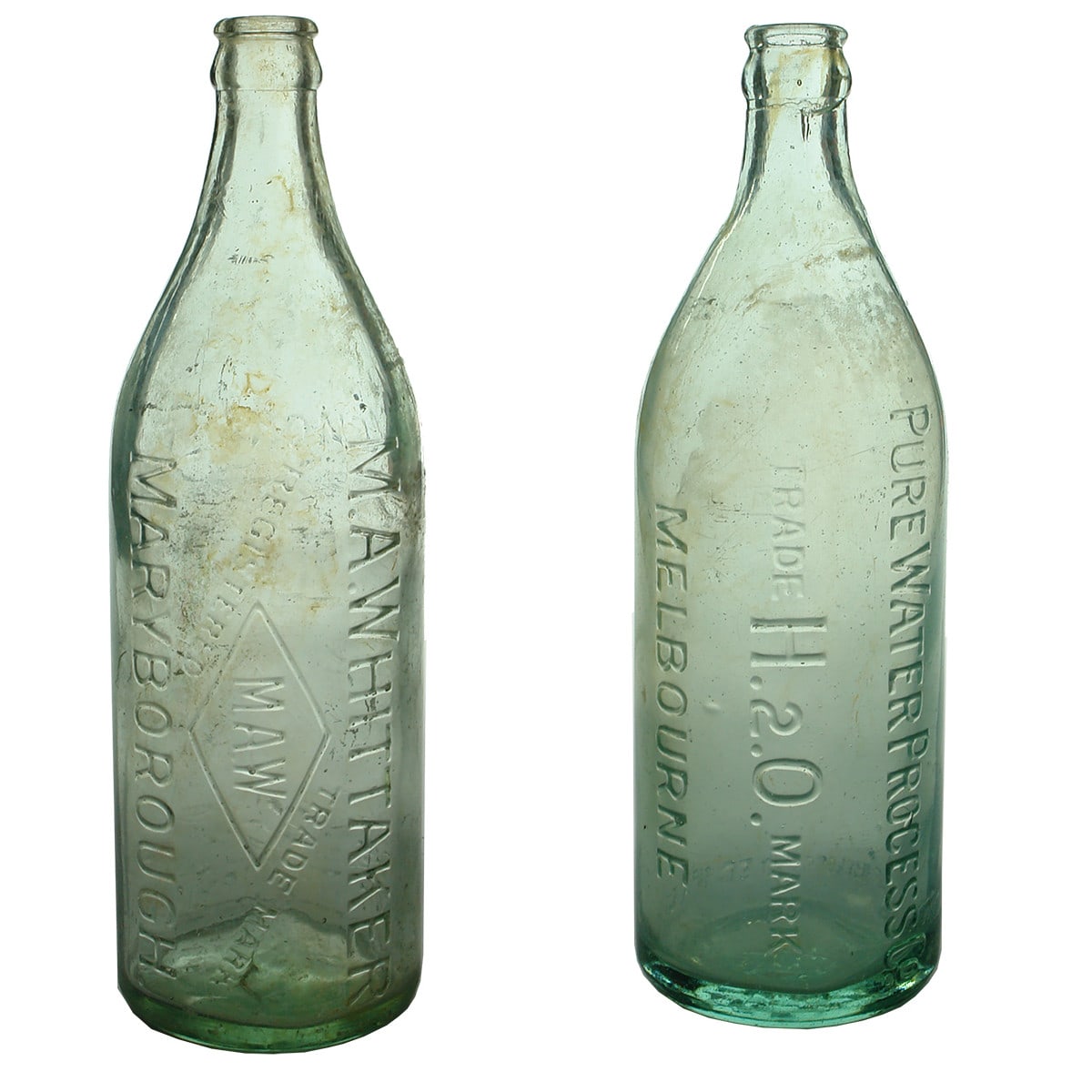 Two 24 oz Crown Seals: M. A. Whittaker, Maryborough & Pure Water Process, Melbourne. (Victoria)