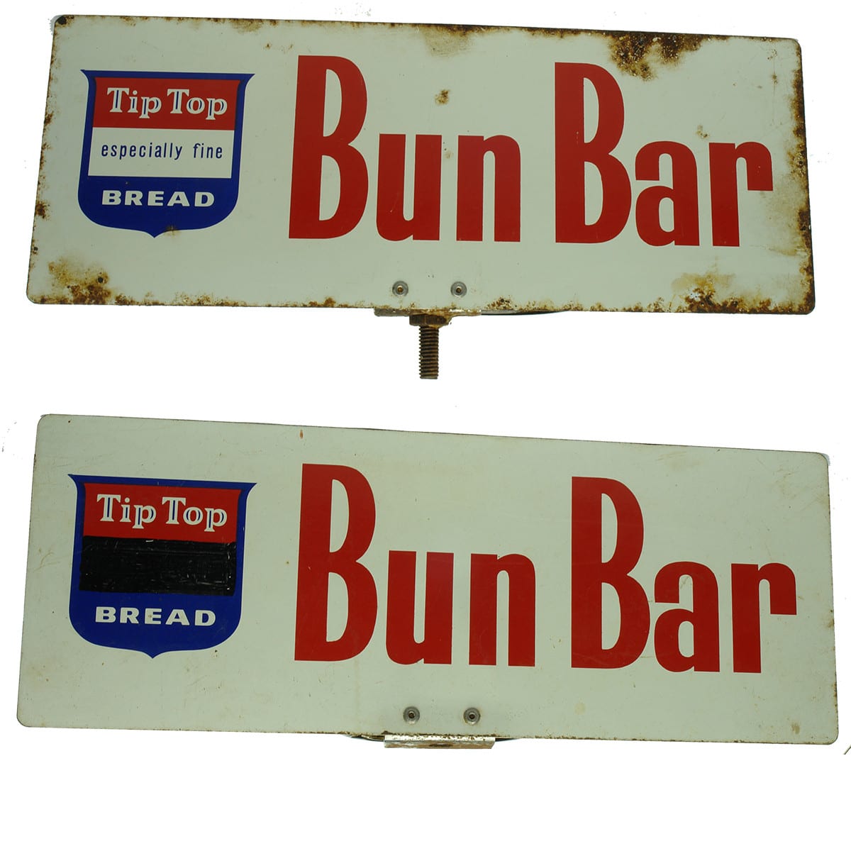 Metal Signs. Tip Top Bread Bun Bar. Both double sided.