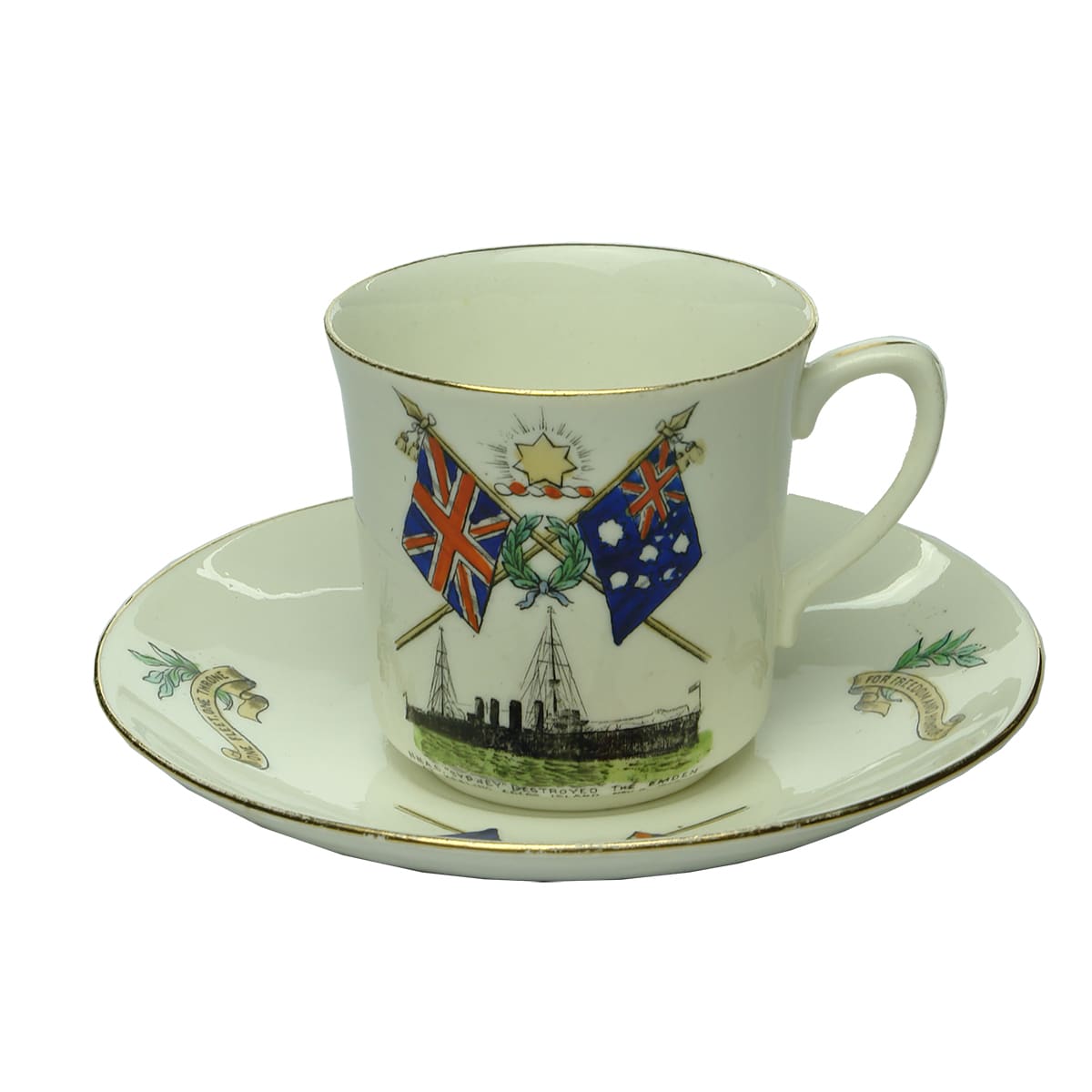 Commemorative Cup & Saucer. HMAS Sydney vs Emden 1914.