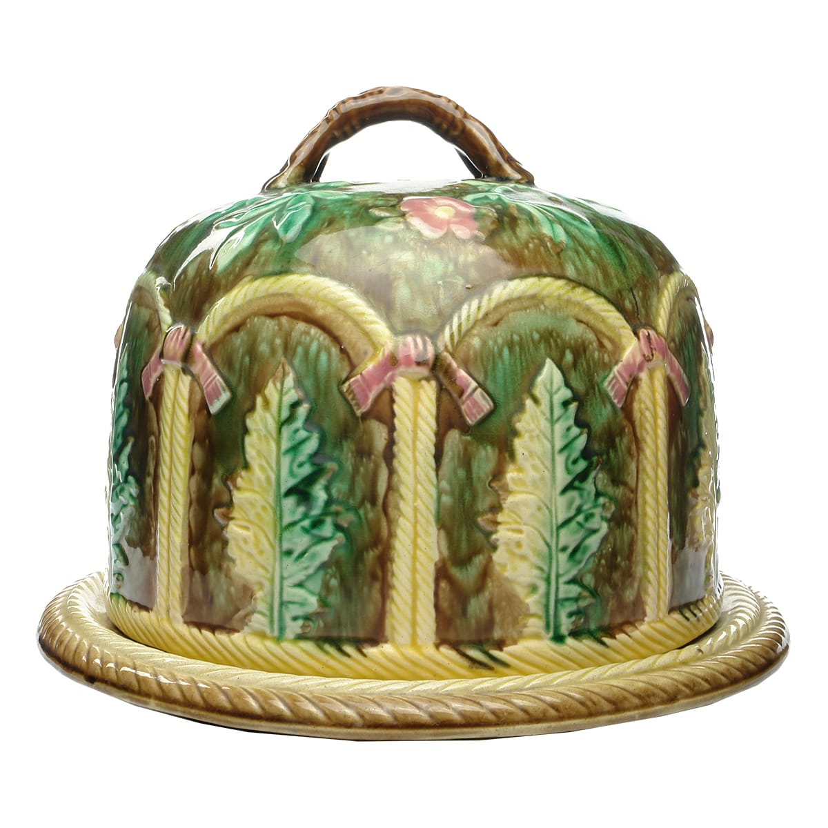 Large Majolica Cheese Plate & Cover.