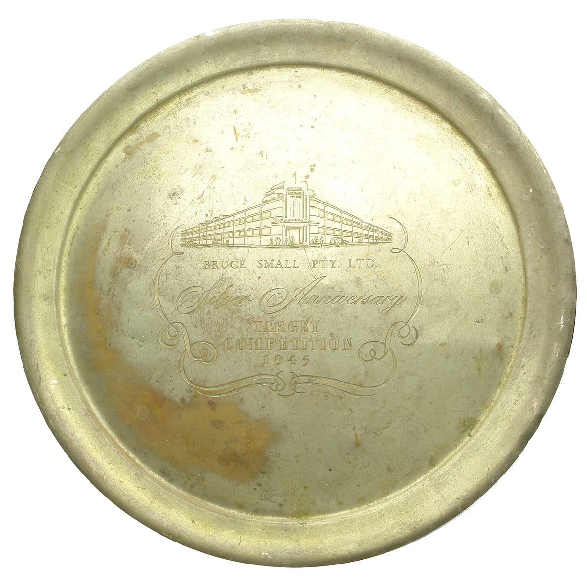 Serving Tray / Trophy. Bruce Small Pty Ltd. Silver Anniversary Target Competition 1945. (Queensland)