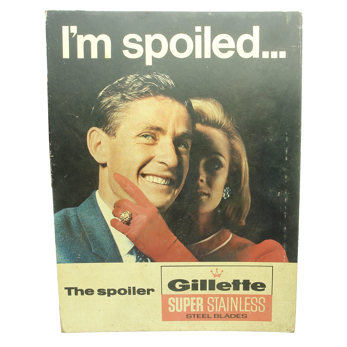 Cardboard Shop Advertising. Gillette Super Stainless Steel Blades.