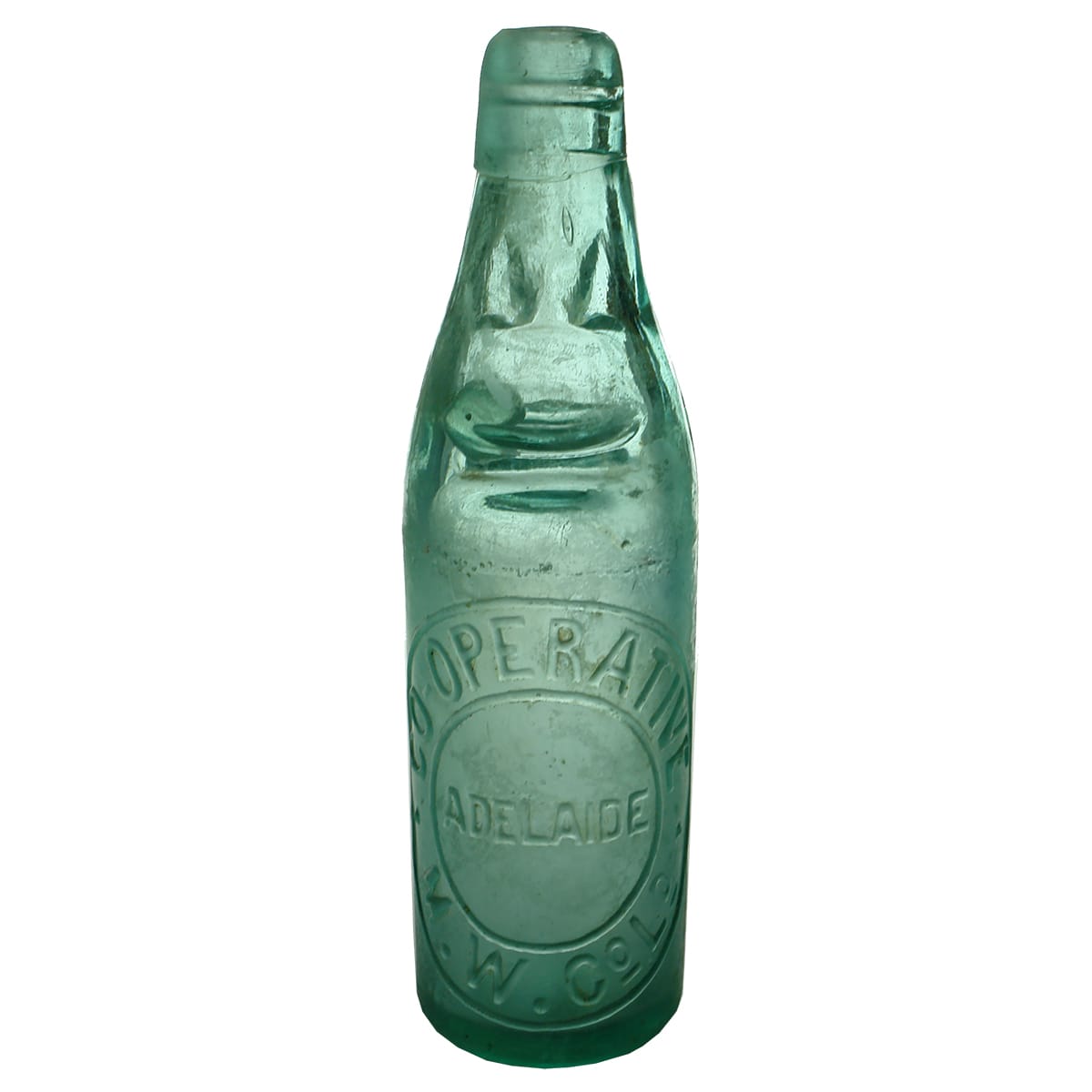 Codd. Co-operative Mineral Water Co. Ltd., Adelaide. Three Triangle Hills type. Aqua. 10 oz. (South Australia)