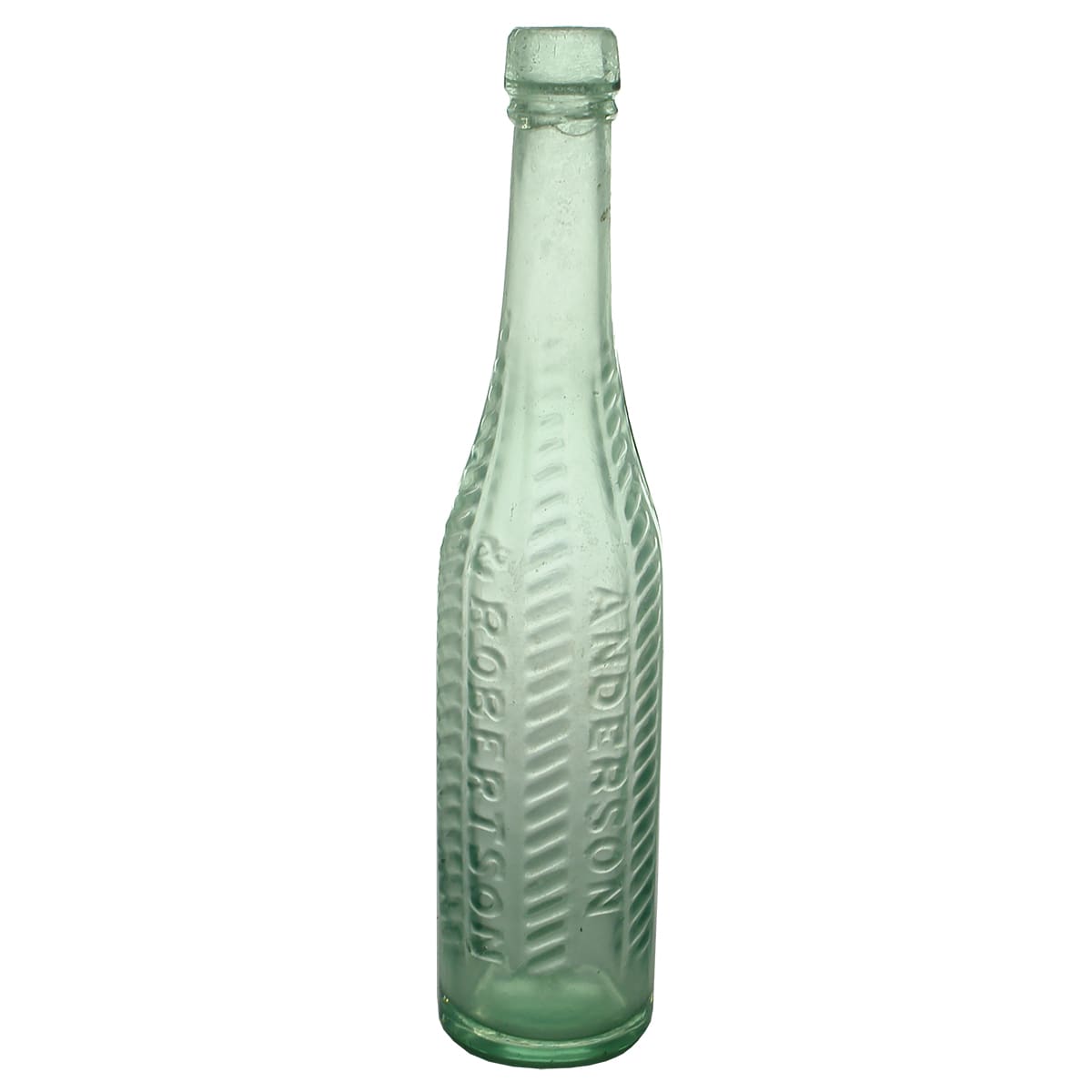 Salad Oil. Anderson & Robertson. Herringbone pattern. Aqua. 5 oz. (South Australia)