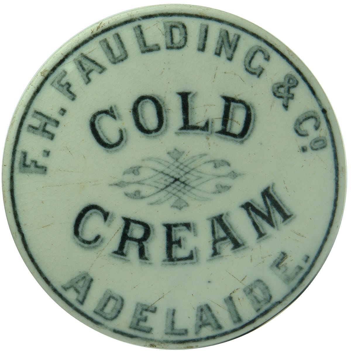 Pot Lid. F. H. Faulding & Co, Cold Cream, Adelaide. Small size. (South Australia)