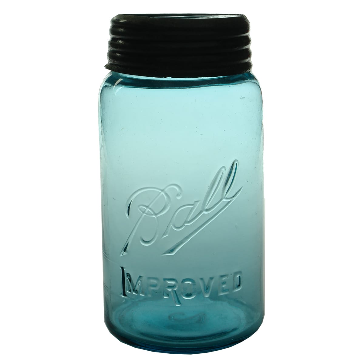 Fruit Jar. Ball Improved. Light Blue. Quart.