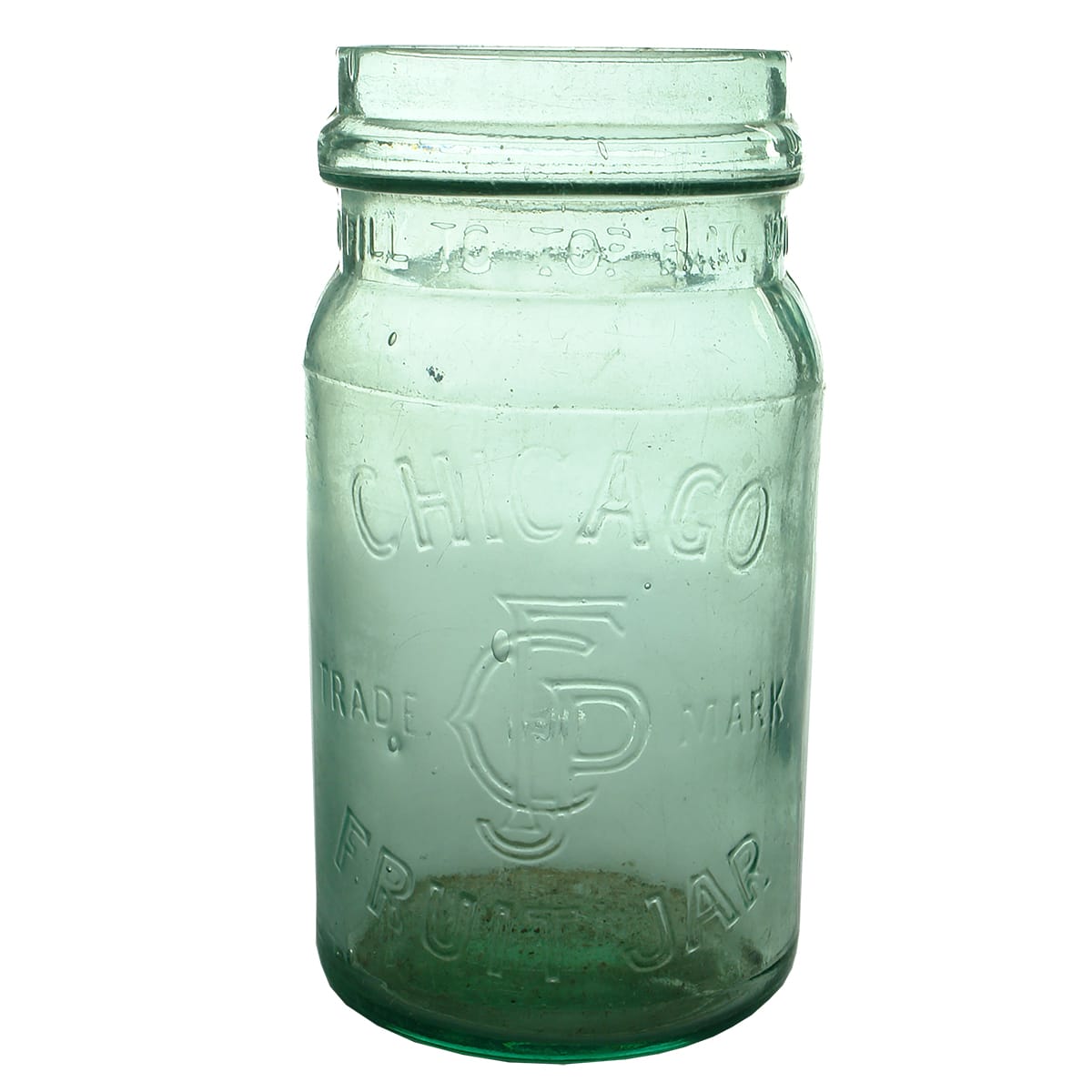 Jar. Chicago Fruit Jar. Aqua. Quart.