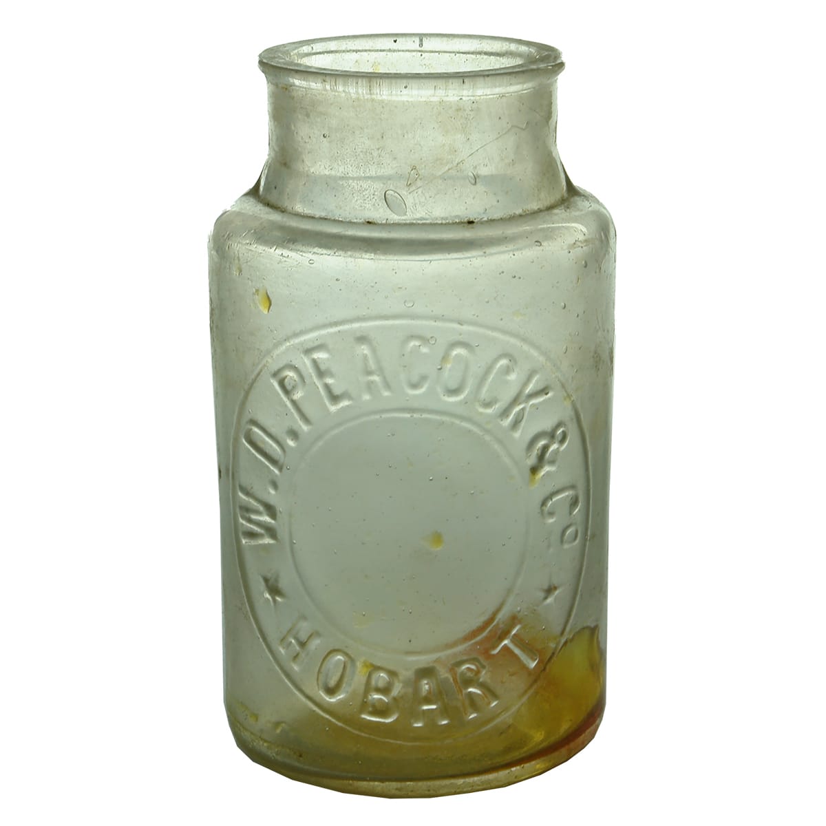 Jam Jar. W. D. Peacock, Hobart. Clear. 1 Pound. (Tasmania)