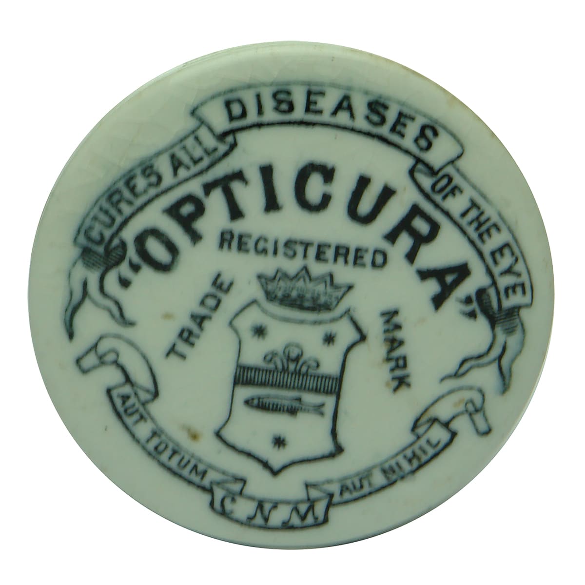 Pot Lid. "Opticura" Eye Ointment.  (Williamstown, Victoria)