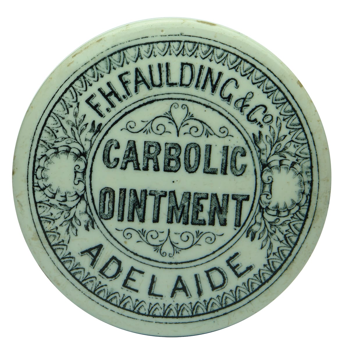 Pot Lid. F. H. Faulding & Co, Carbolic Ointment, Adelaide. Small Size. (South Australia)