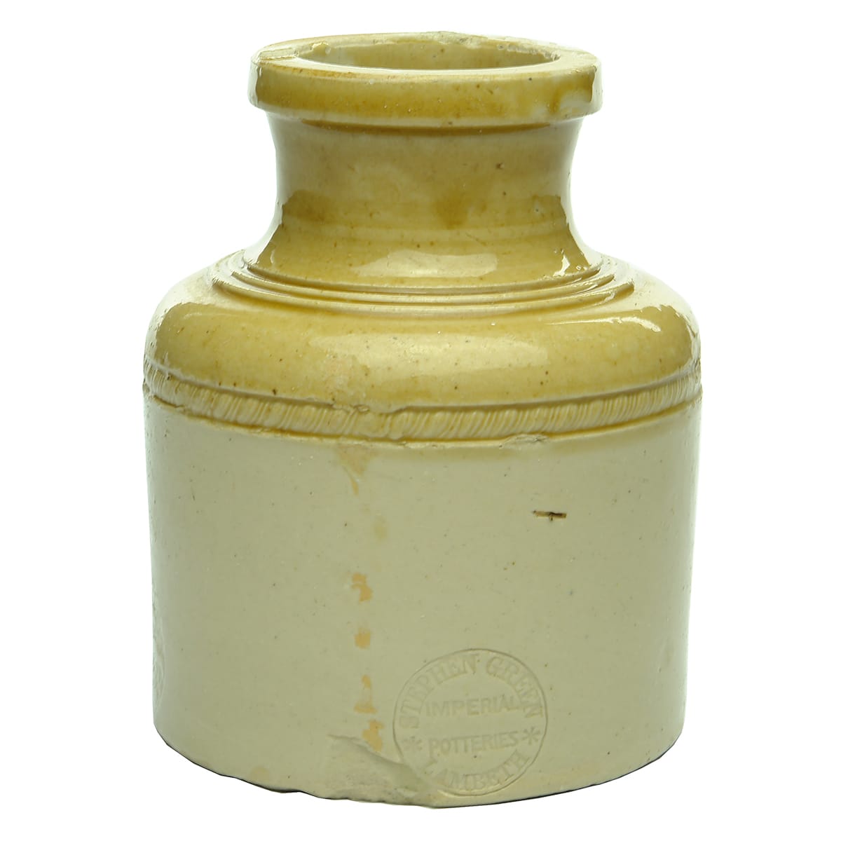 Stoneware Cheese Jar. Stephen Green, Imperial Potteries. Double Stamped. Bristol Glaze.