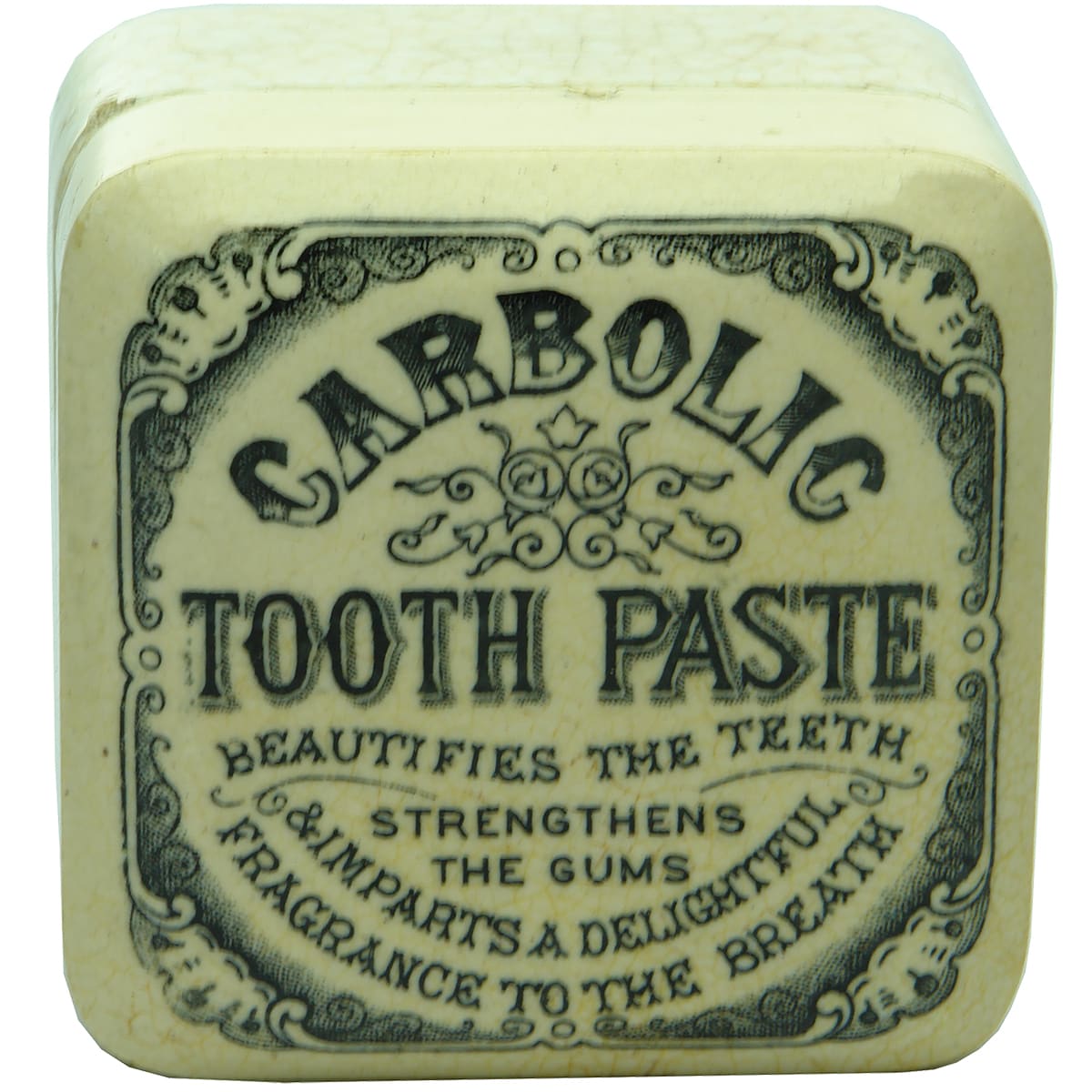 Pot Lid. Generic Carbolic Tooth Paste. Square. Black & White.